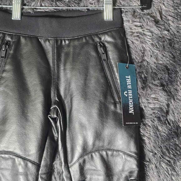 True Religion Rocco Moto Pants Toddler 3T Black Faux Leather NWT - Picture 3 of 11